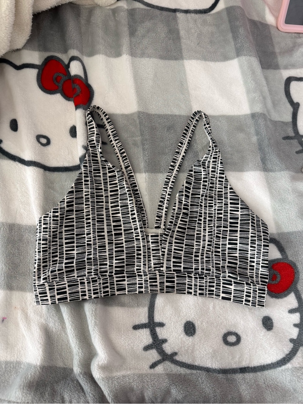 Victoria's Secret Black and White Striped V-Neck Bralette